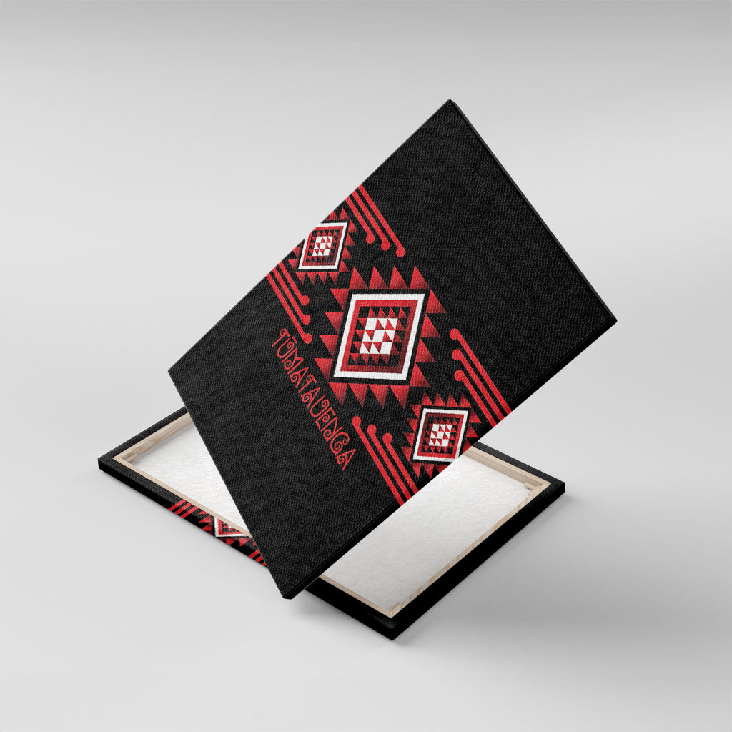 Aotearoa Atua Tumatauenga Canvas Wall Art Maori God Of War Taniko Motifs LT14 With Frame Red - Polynesian Pride