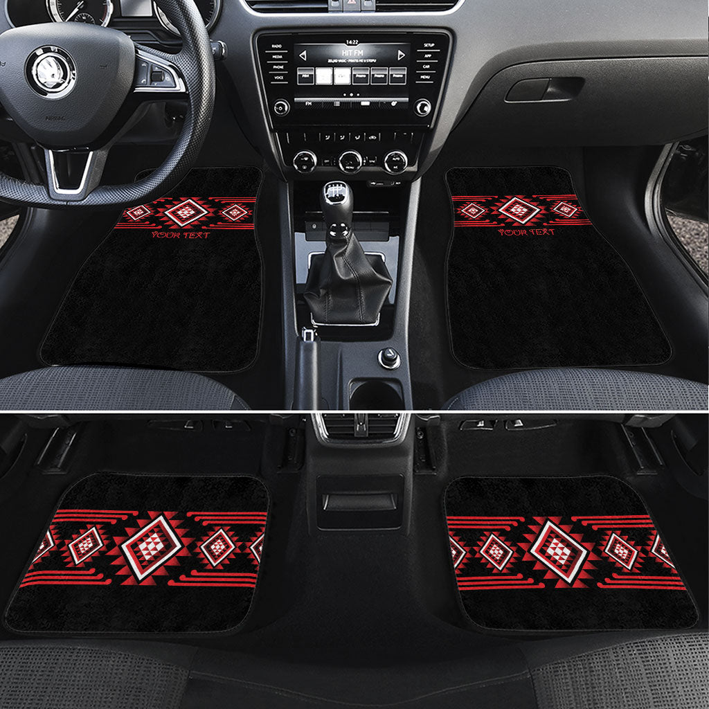 Aotearoa Atua Tumatauenga Personalised Car Mats Maori God Of War Taniko Motifs LT14 Set 4pcs Red - Polynesian Pride
