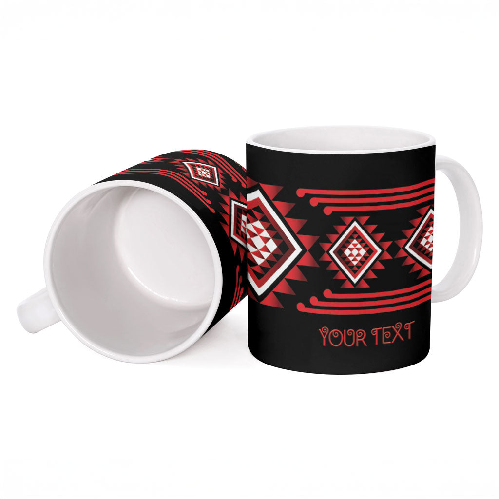 Aotearoa Atua Tumatauenga Personalised Ceramic Mug Maori God Of War Taniko Motifs LT14 - Polynesian Pride