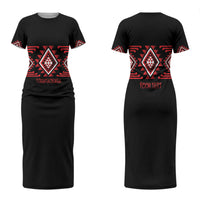 Aotearoa Atua Tumatauenga Personalised Couples Matching Short Sleeve Bodycon Dress and Hawaiian Shirt Maori God Of War Taniko Motifs LT14 - Polynesian Pride