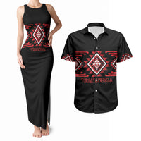 Aotearoa Atua Tumatauenga Personalised Couples Matching Tank Maxi Dress and Hawaiian Shirt Maori God Of War Taniko Motifs LT14 Red - Polynesian Pride