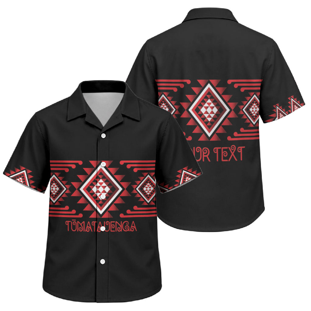 Aotearoa Atua Tumatauenga Personalised Family Matching Long Sleeve Bodycon Dress and Hawaiian Shirt Maori God Of War Taniko Motifs LT14 Son's Shirt Red - Polynesian Pride
