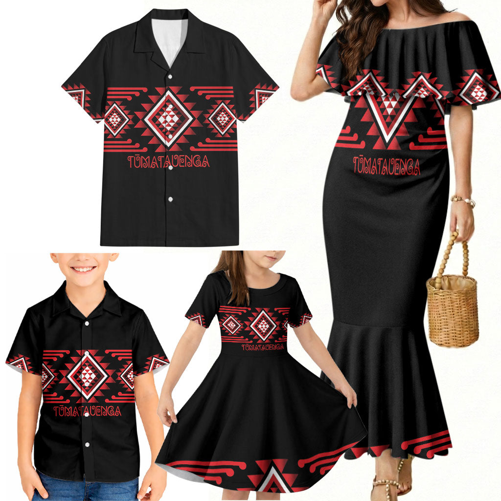 Aotearoa Atua Tumatauenga Personalised Family Matching Mermaid Dress and Hawaiian Shirt Maori God Of War Taniko Motifs LT14 - Polynesian Pride