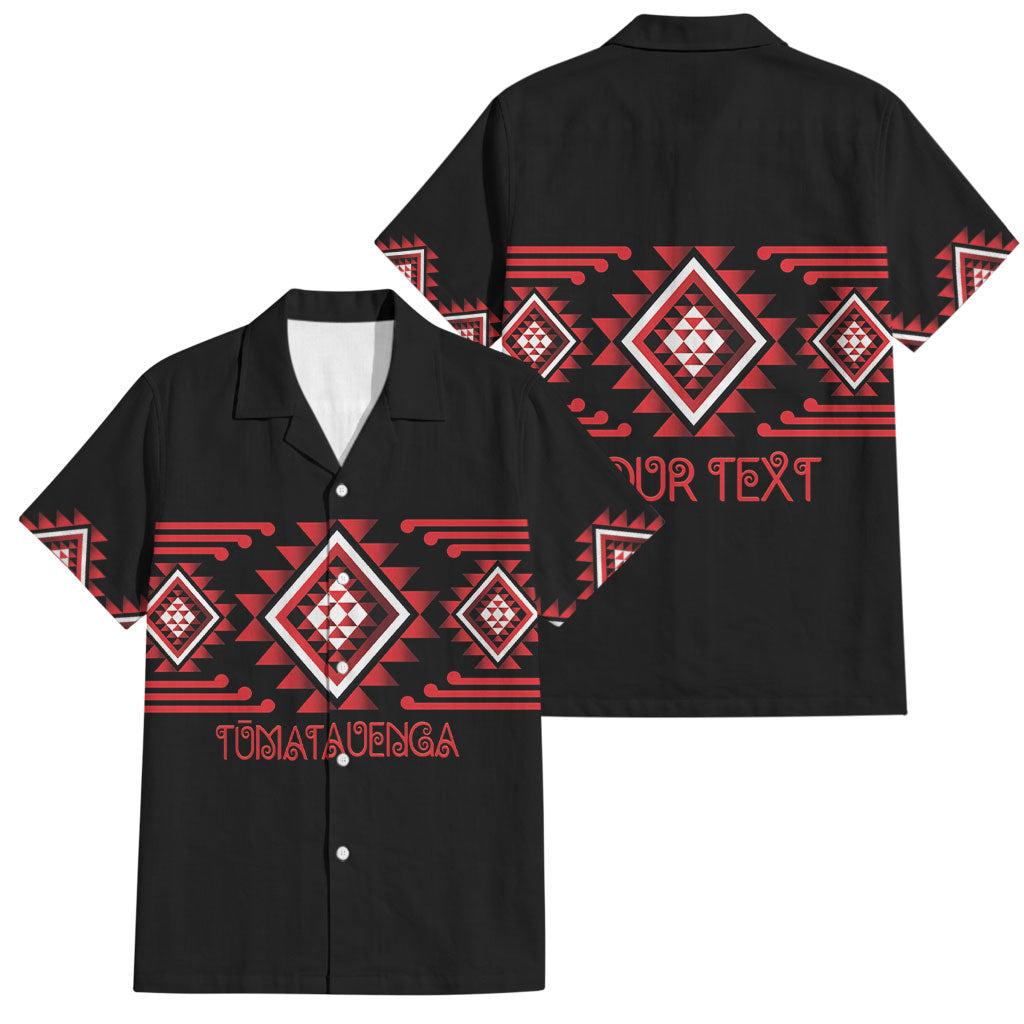 Aotearoa Atua Tumatauenga Personalised Family Matching Puletasi and Hawaiian Shirt Maori God Of War Taniko Motifs LT14 Dad's Shirt - Short Sleeve Red - Polynesian Pride