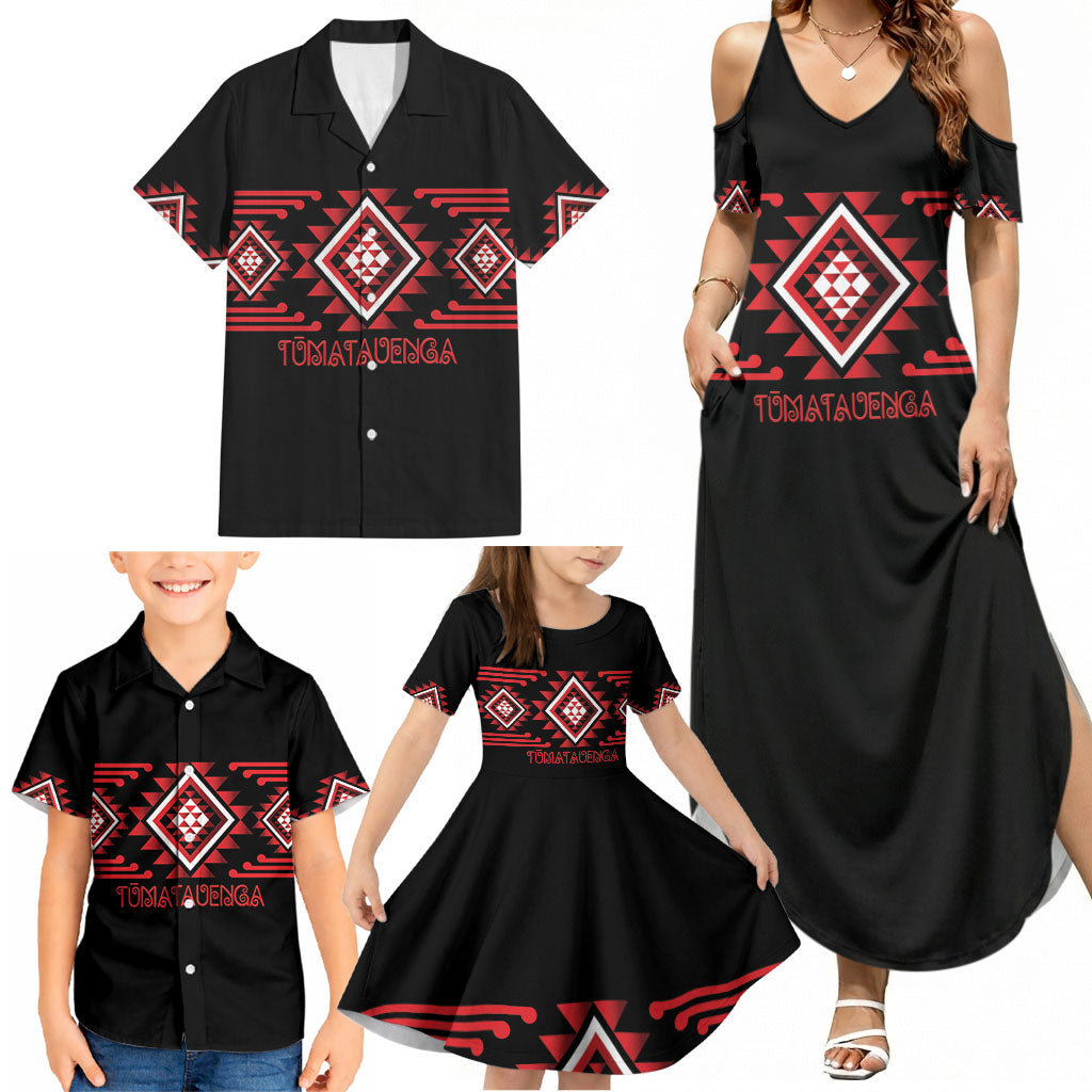 Aotearoa Atua Tumatauenga Personalised Family Matching Summer Maxi Dress and Hawaiian Shirt Maori God Of War Taniko Motifs LT14 - Polynesian Pride