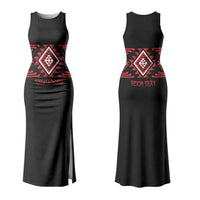 Aotearoa Atua Tumatauenga Personalised Family Matching Tank Maxi Dress and Hawaiian Shirt Maori God Of War Taniko Motifs LT14 Mom's Dress Red - Polynesian Pride