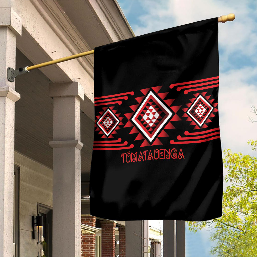 Aotearoa Atua Tumatauenga Garden Flag Maori God Of War Taniko Motifs LT14 House Flag Red - Polynesian Pride