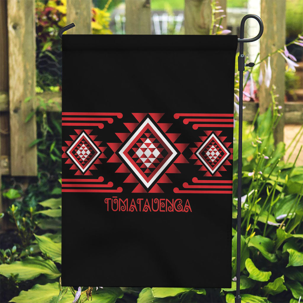 Aotearoa Atua Tumatauenga Garden Flag Maori God Of War Taniko Motifs LT14 Garden Flag Red - Polynesian Pride