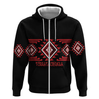 Aotearoa Atua Tumatauenga Personalised Hoodie Maori God Of War Taniko Motifs LT14 Zip Hoodie Red - Polynesian Pride
