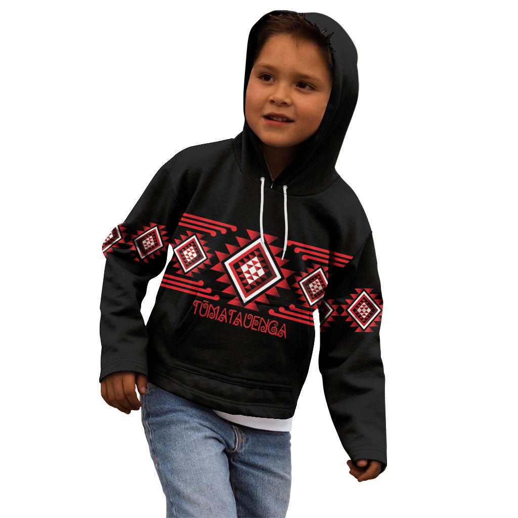 Aotearoa Atua Tumatauenga Personalised Kid Hoodie Maori God Of War Taniko Motifs LT14 - Polynesian Pride