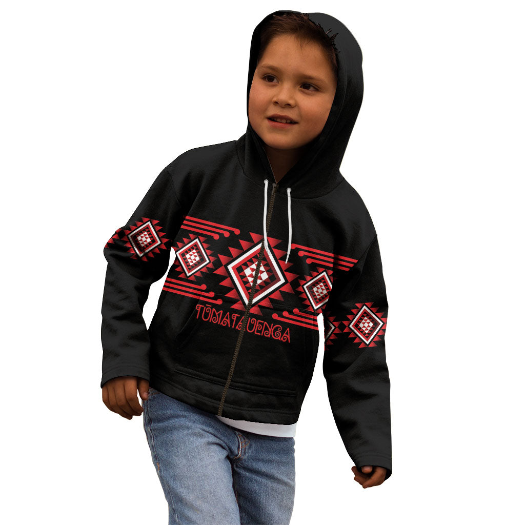 Aotearoa Atua Tumatauenga Personalised Kid Hoodie Maori God Of War Taniko Motifs LT14 - Polynesian Pride