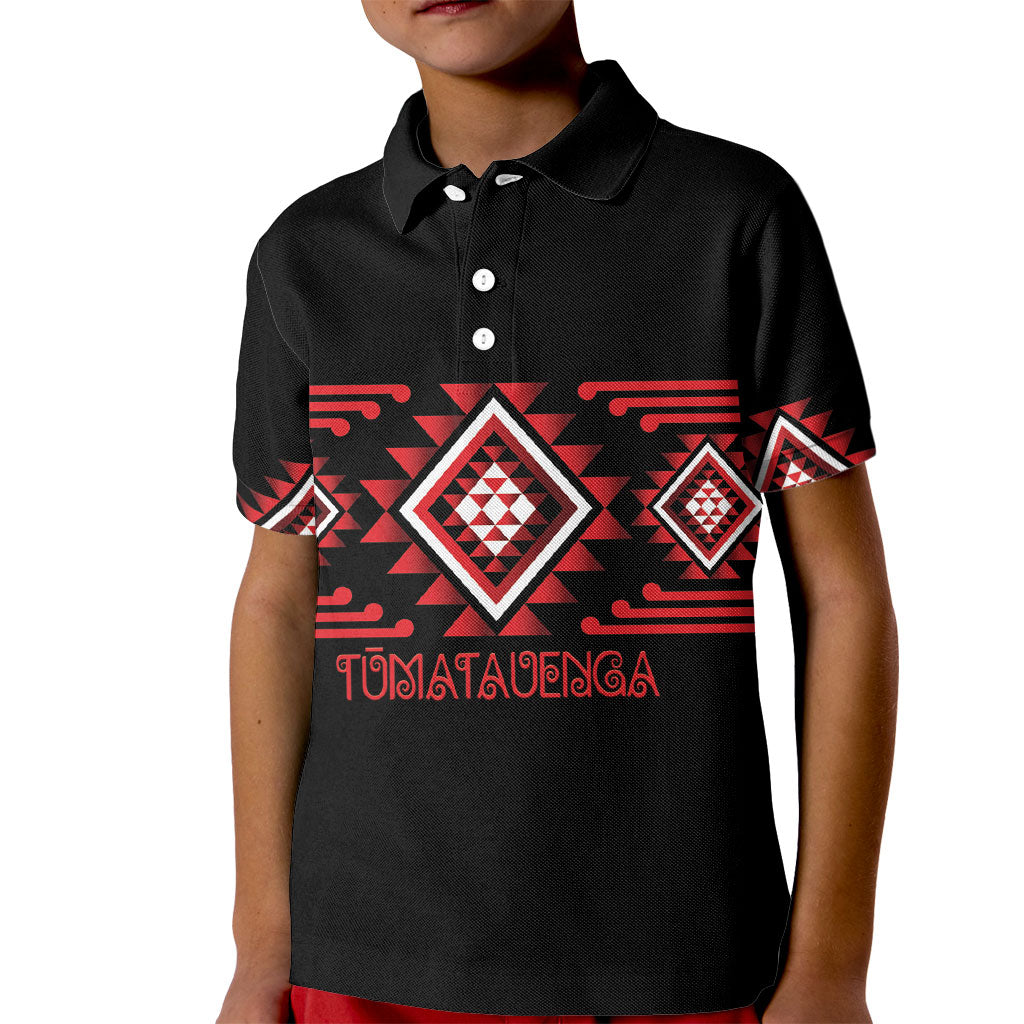 Aotearoa Atua Tumatauenga Personalised Kid Polo Shirt Maori God Of War Taniko Motifs