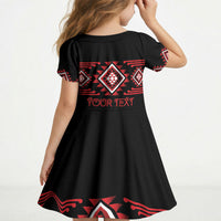 Aotearoa Atua Tumatauenga Personalised Kid Short Sleeve Dress Maori God Of War Taniko Motifs LT14 - Polynesian Pride