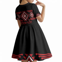 Aotearoa Atua Tumatauenga Personalised Kid Short Sleeve Dress Maori God Of War Taniko Motifs LT14 - Polynesian Pride