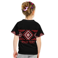 Aotearoa Atua Tumatauenga Personalised Kid T Shirt Maori God Of War Taniko Motifs