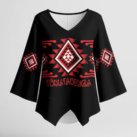 Aotearoa Atua Tumatauenga Personalised Kimono Sleeve Blouse Maori God Of War Taniko Motifs LT14 Female Red - Polynesian Pride