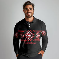 Aotearoa Atua Tumatauenga Personalised Long Sleeve Polo Shirt Maori God Of War Taniko Motifs LT14 - Polynesian Pride