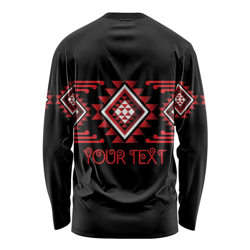 Aotearoa Atua Tumatauenga Personalised Long Sleeve Shirt Maori God Of War Taniko Motifs LT14 - Polynesian Pride