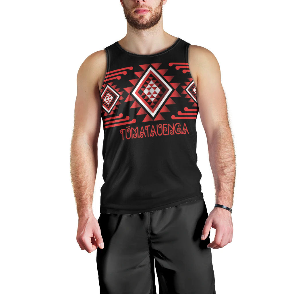 Aotearoa Atua Tumatauenga Personalised Men Tank Top Maori God Of War Taniko Motifs LT14 - Polynesian Pride