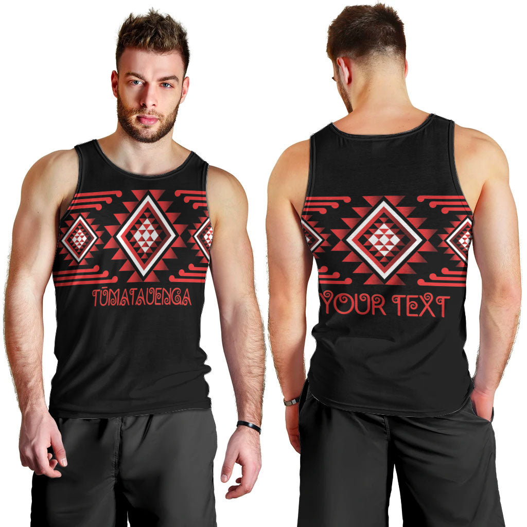 Aotearoa Atua Tumatauenga Personalised Men Tank Top Maori God Of War Taniko Motifs LT14 - Polynesian Pride