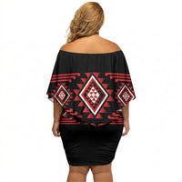 Aotearoa Atua Tumatauenga Personalised Off Shoulder Short Dress Maori God Of War Taniko Motifs LT14 - Polynesian Pride