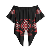 Aotearoa Atua Tumatauenga Personalised Off Shoulder Wrap Waist Top Maori God Of War Taniko Motifs LT14 - Polynesian Pride