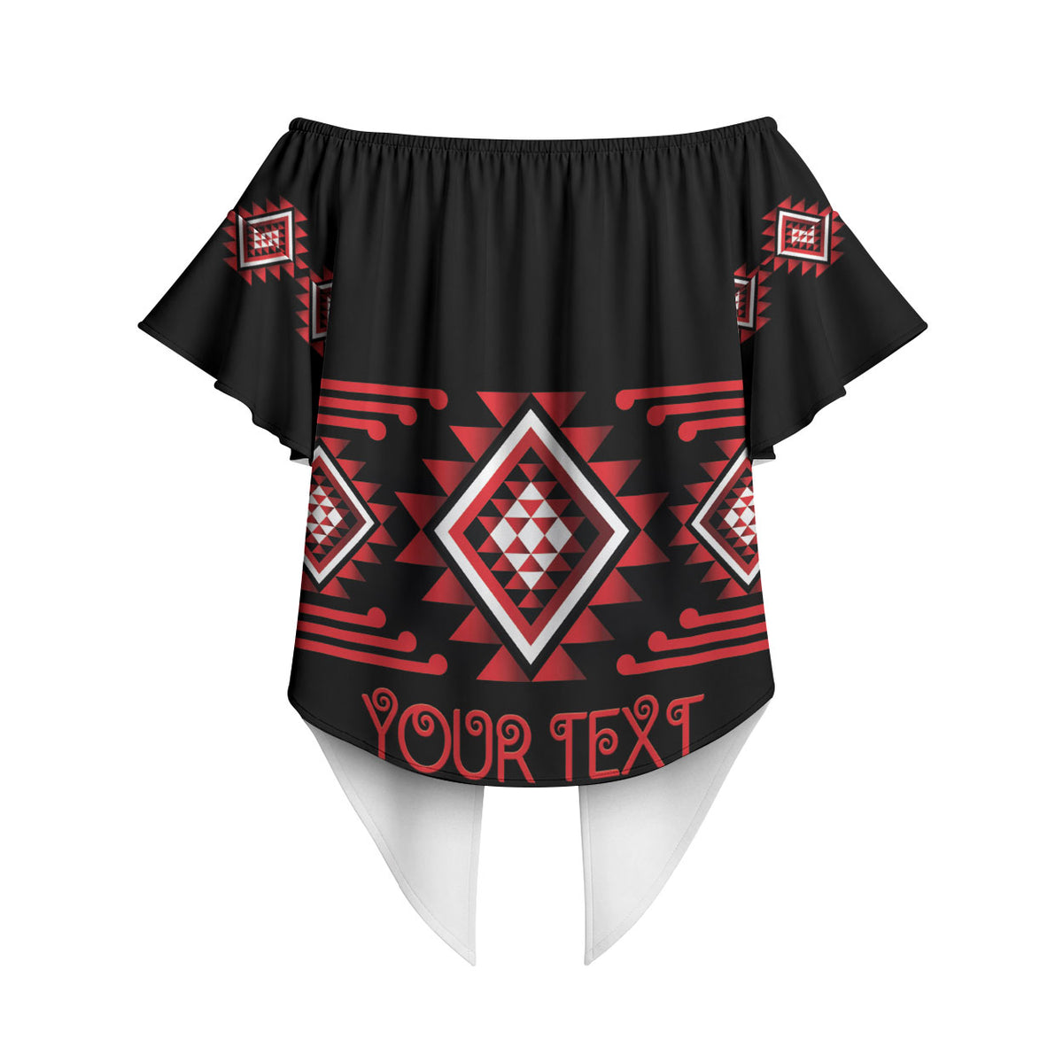 Aotearoa Atua Tumatauenga Personalised Off Shoulder Wrap Waist Top Maori God Of War Taniko Motifs LT14 - Polynesian Pride