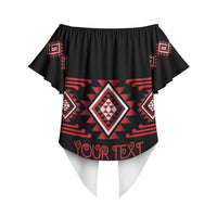 Aotearoa Atua Tumatauenga Personalised Off Shoulder Wrap Waist Top Maori God Of War Taniko Motifs LT14 - Polynesian Pride