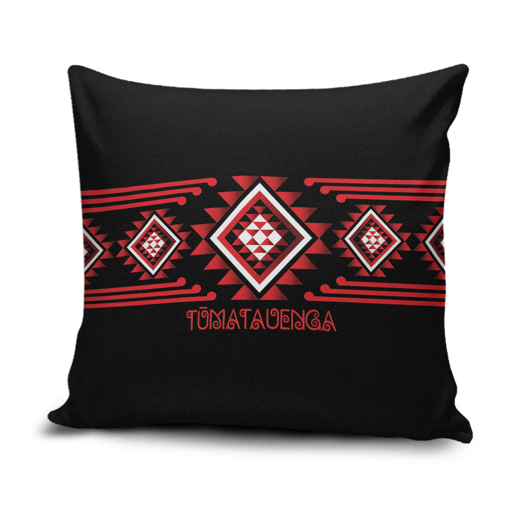 Aotearoa Atua Tumatauenga Pillow Cover Maori God Of War Taniko Motifs LT14 Red - Polynesian Pride