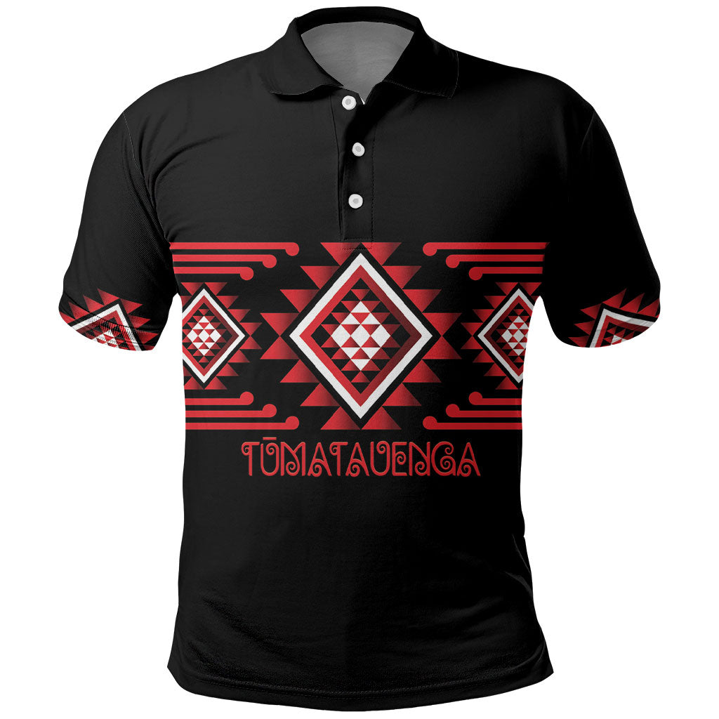 Aotearoa Atua Tumatauenga Personalised Polo Shirt Maori God Of War Taniko Motifs LT14 Red - Polynesian Pride