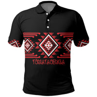 Aotearoa Atua Tumatauenga Personalised Polo Shirt Maori God Of War Taniko Motifs LT14 Red - Polynesian Pride