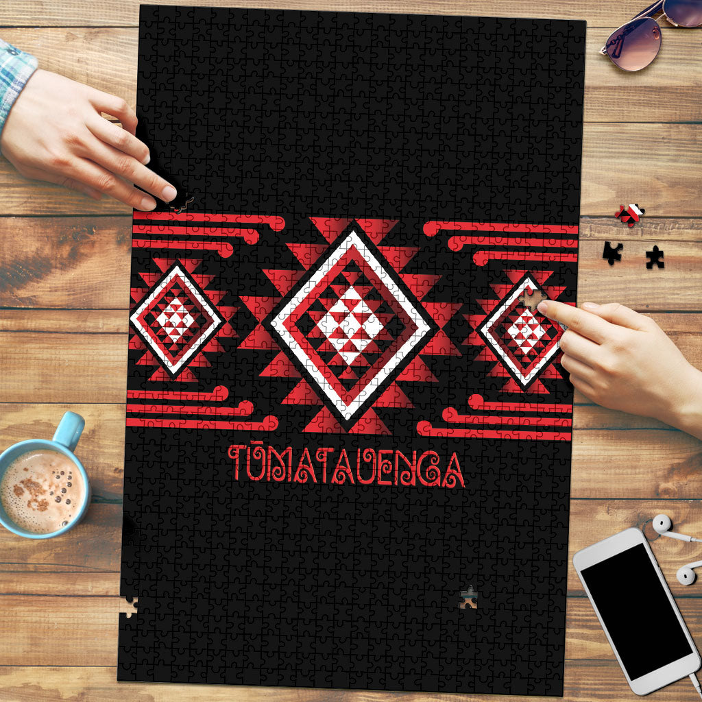 Aotearoa Atua Tumatauenga Puzzle Maori God Of War Taniko Motifs LT14 Red - Polynesian Pride