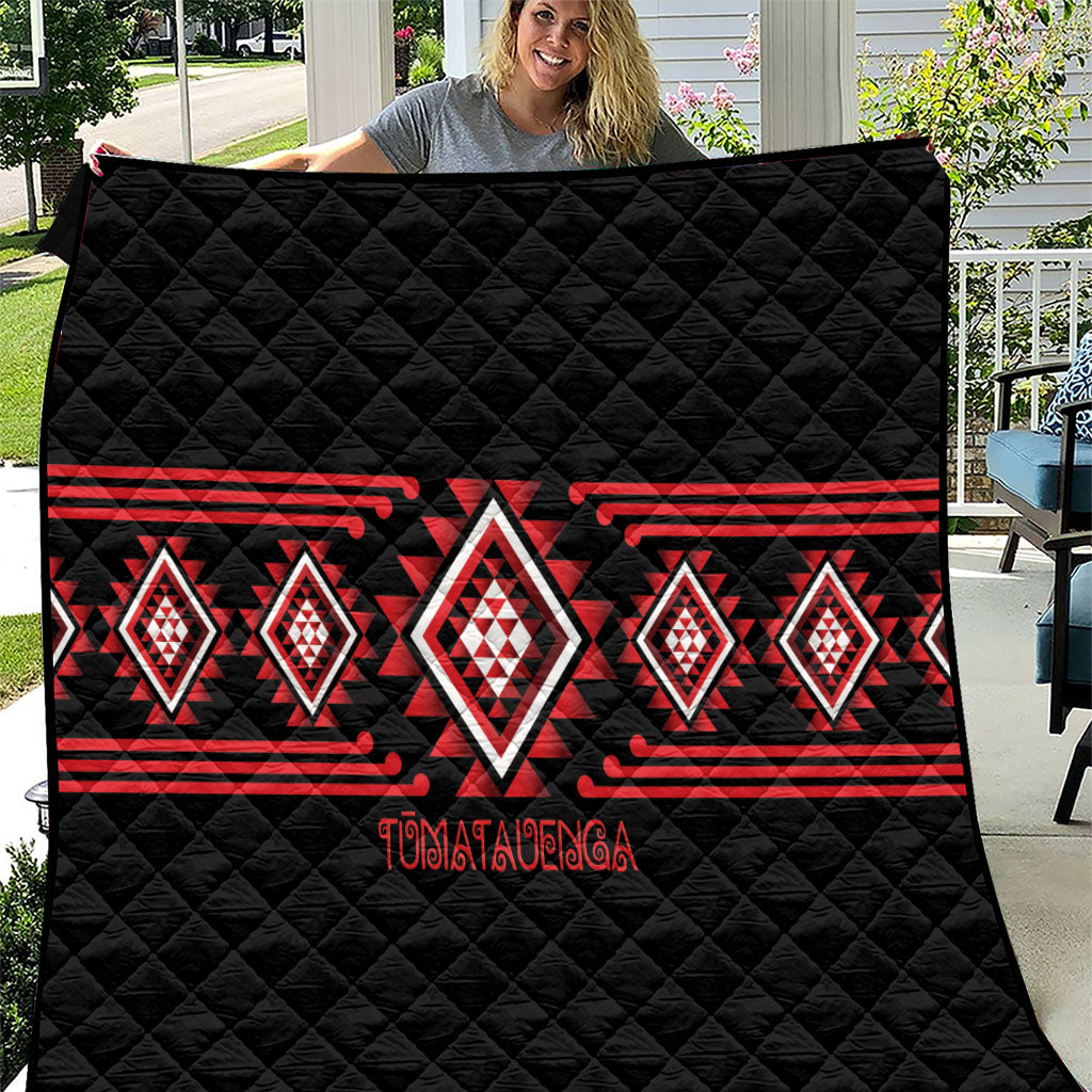Aotearoa Atua Tumatauenga Quilt Maori God Of War Taniko Motifs LT14 Red - Polynesian Pride