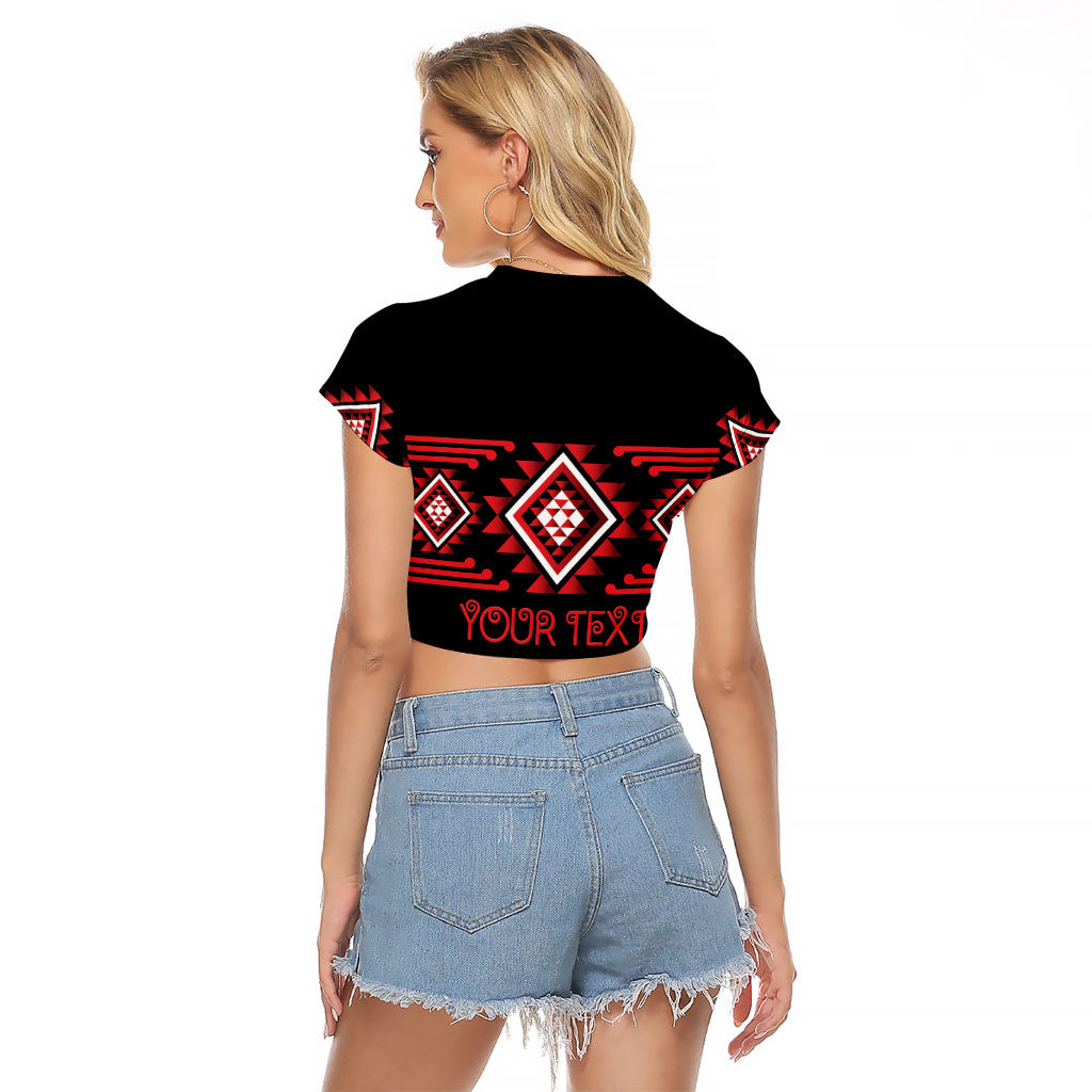 Aotearoa Atua Tumatauenga Personalised Raglan Cropped T Shirt Maori God Of War Taniko Motifs LT14 - Polynesian Pride