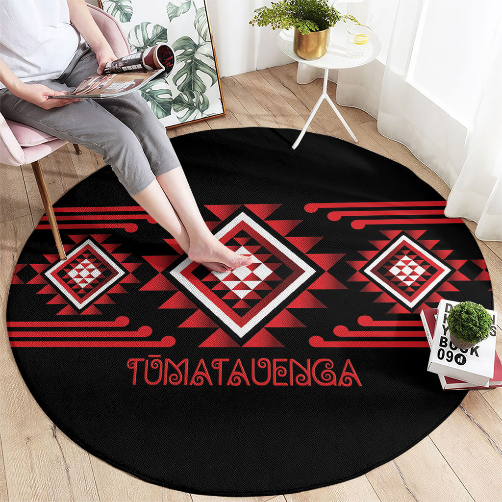 Aotearoa Atua Tumatauenga Round Carpet Maori God Of War Taniko Motifs LT14 - Polynesian Pride