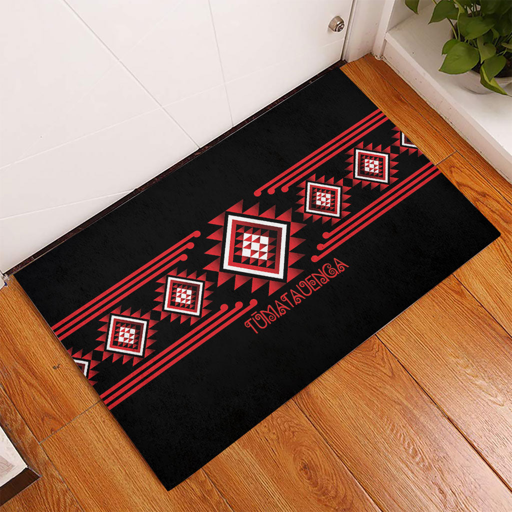Aotearoa Atua Tumatauenga Rubber Doormat Maori God Of War Taniko Motifs LT14 - Polynesian Pride