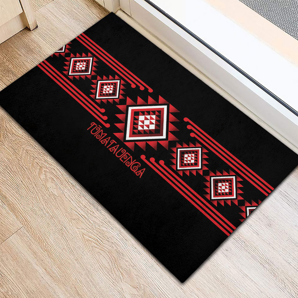 Aotearoa Atua Tumatauenga Rubber Doormat Maori God Of War Taniko Motifs LT14 - Polynesian Pride