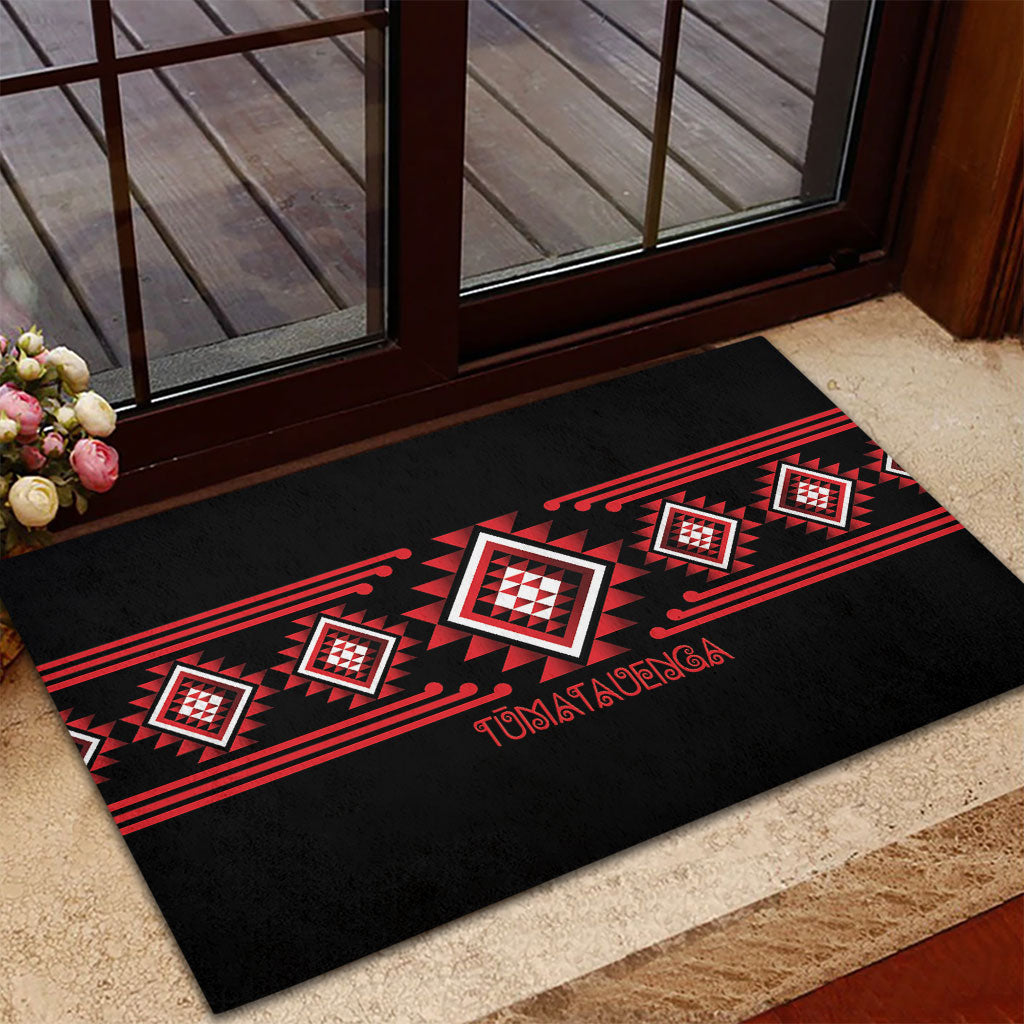 Aotearoa Atua Tumatauenga Rubber Doormat Maori God Of War Taniko Motifs LT14 - Polynesian Pride