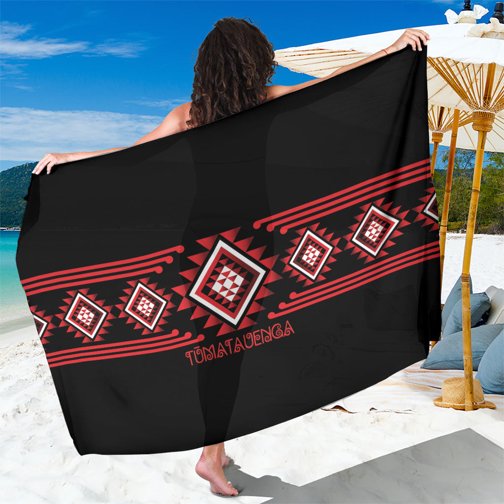 Aotearoa Atua Tumatauenga Sarong Maori God Of War Taniko Motifs LT14 One Size 44 x 66 inches Red - Polynesian Pride