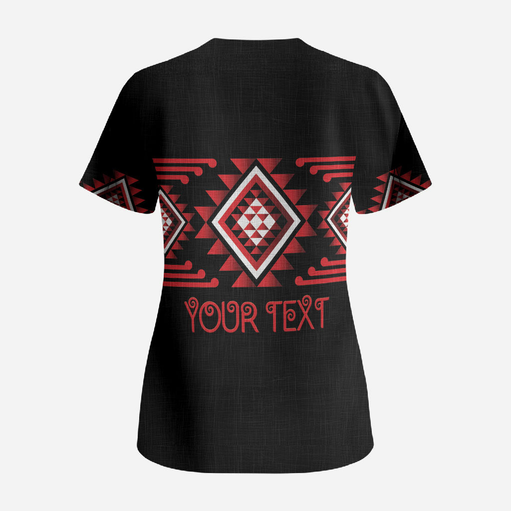 Aotearoa Atua Tumatauenga Personalised Scrub Top Maori God Of War Taniko Motifs LT14 - Polynesian Pride
