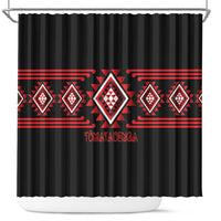 Aotearoa Atua Tumatauenga Shower Curtain Maori God Of War Taniko Motifs LT14 Red - Polynesian Pride