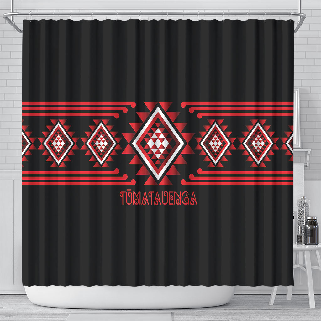 Aotearoa Atua Tumatauenga Shower Curtain Maori God Of War Taniko Motifs LT14 - Polynesian Pride