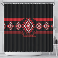 Aotearoa Atua Tumatauenga Shower Curtain Maori God Of War Taniko Motifs LT14 - Polynesian Pride