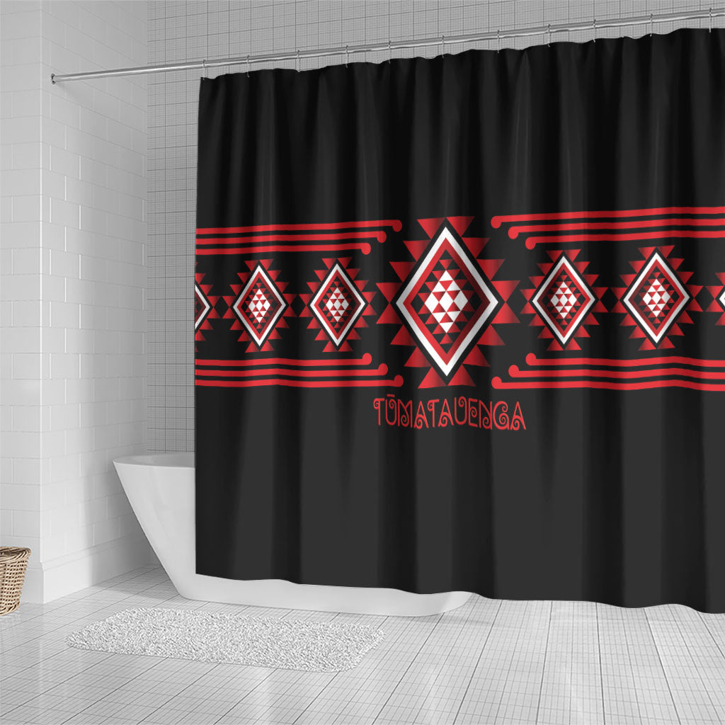 Aotearoa Atua Tumatauenga Shower Curtain Maori God Of War Taniko Motifs LT14 - Polynesian Pride