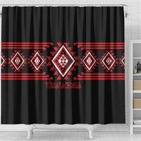 Aotearoa Atua Tumatauenga Shower Curtain Maori God Of War Taniko Motifs LT14 - Polynesian Pride