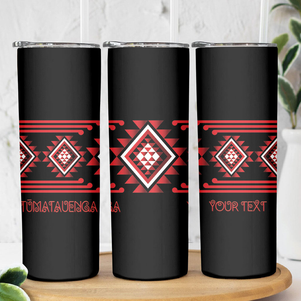 Aotearoa Atua Tumatauenga Personalised Skinny Tumbler Maori God Of War Taniko Motifs LT14 - Polynesian Pride