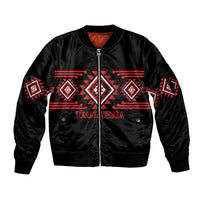 Aotearoa Atua Tumatauenga Personalised Sleeve Zip Bomber Jacket Maori God Of War Taniko Motifs LT14 Unisex Red - Polynesian Pride