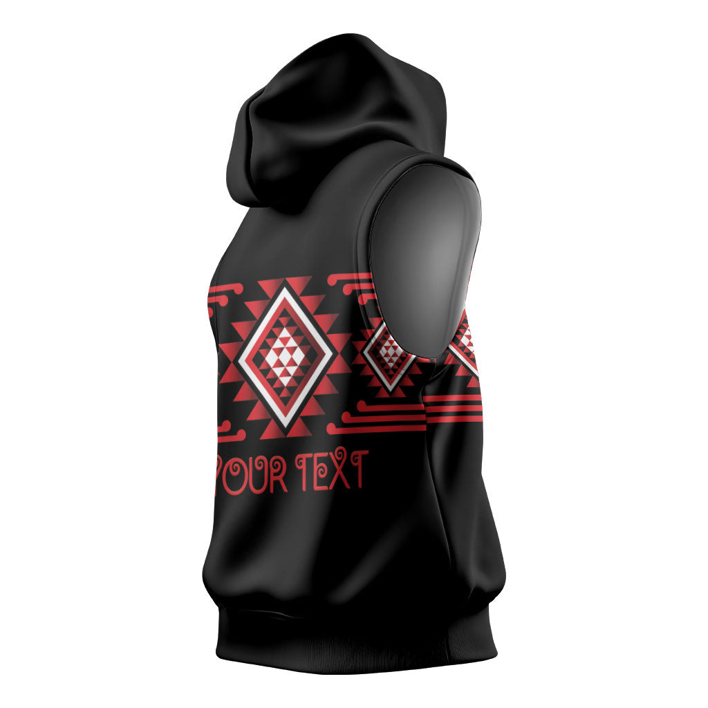 Aotearoa Atua Tumatauenga Personalised Sleeveless Hoodie Maori God Of War Taniko Motifs LT14 - Polynesian Pride