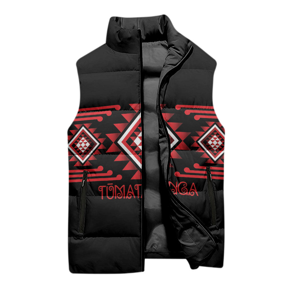Aotearoa Atua Tumatauenga Personalised Sleeveless Puffer Jacket Maori God Of War Taniko Motifs LT14 - Polynesian Pride