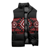 Aotearoa Atua Tumatauenga Personalised Sleeveless Puffer Jacket Maori God Of War Taniko Motifs LT14 - Polynesian Pride